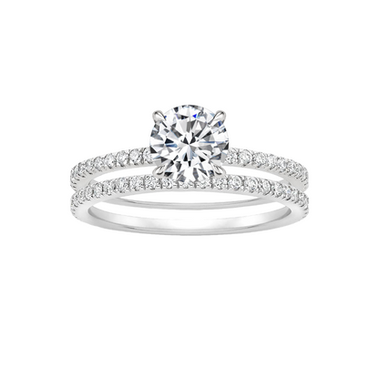 Conjunto con anillo princesa de una sola piedra y alianza - R010