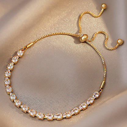 Adjustable brass bracelet with zircon - br042