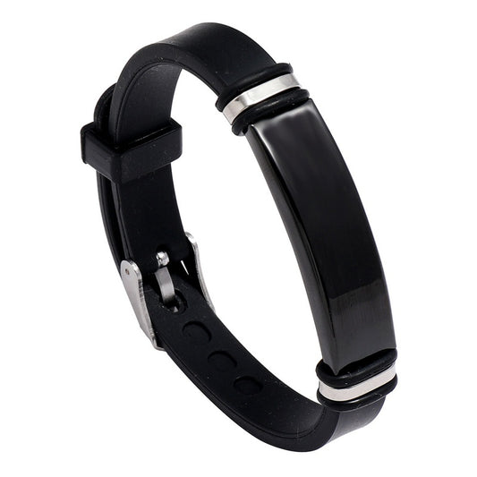 Bracelet with black silicone and steel - BR125