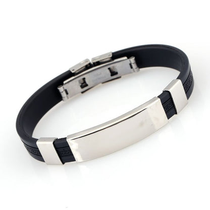 Silicone and steel bracelet - br098