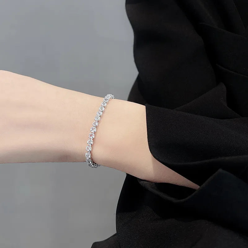 Bracelet with squared white zircons -BR134