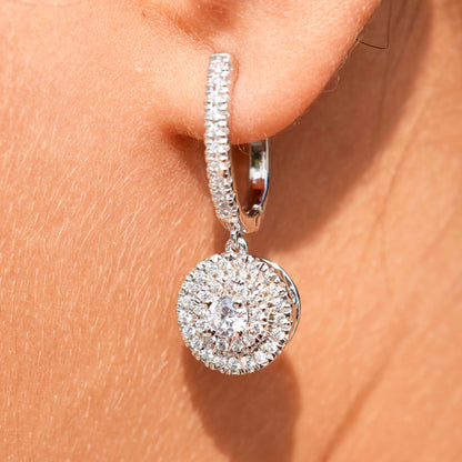 Dangling earrings with circular zircons - ea034