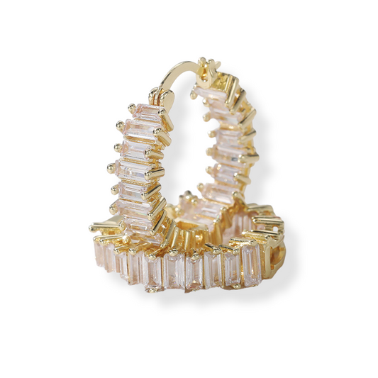 Rings with rectangular zircons in gold - ea066