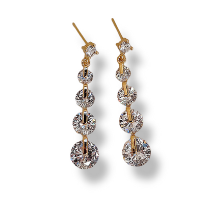 Dangle earrings with 4 circular zircons - ea114