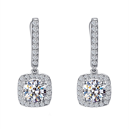 Dangle earrings with zircon squares -ea150