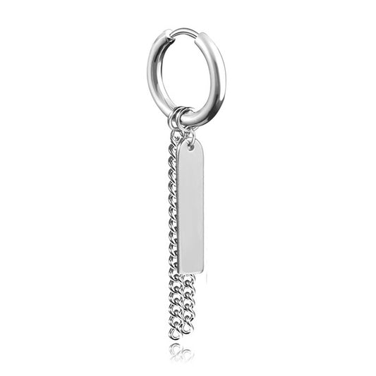 Steel earring with silver chain - ea288