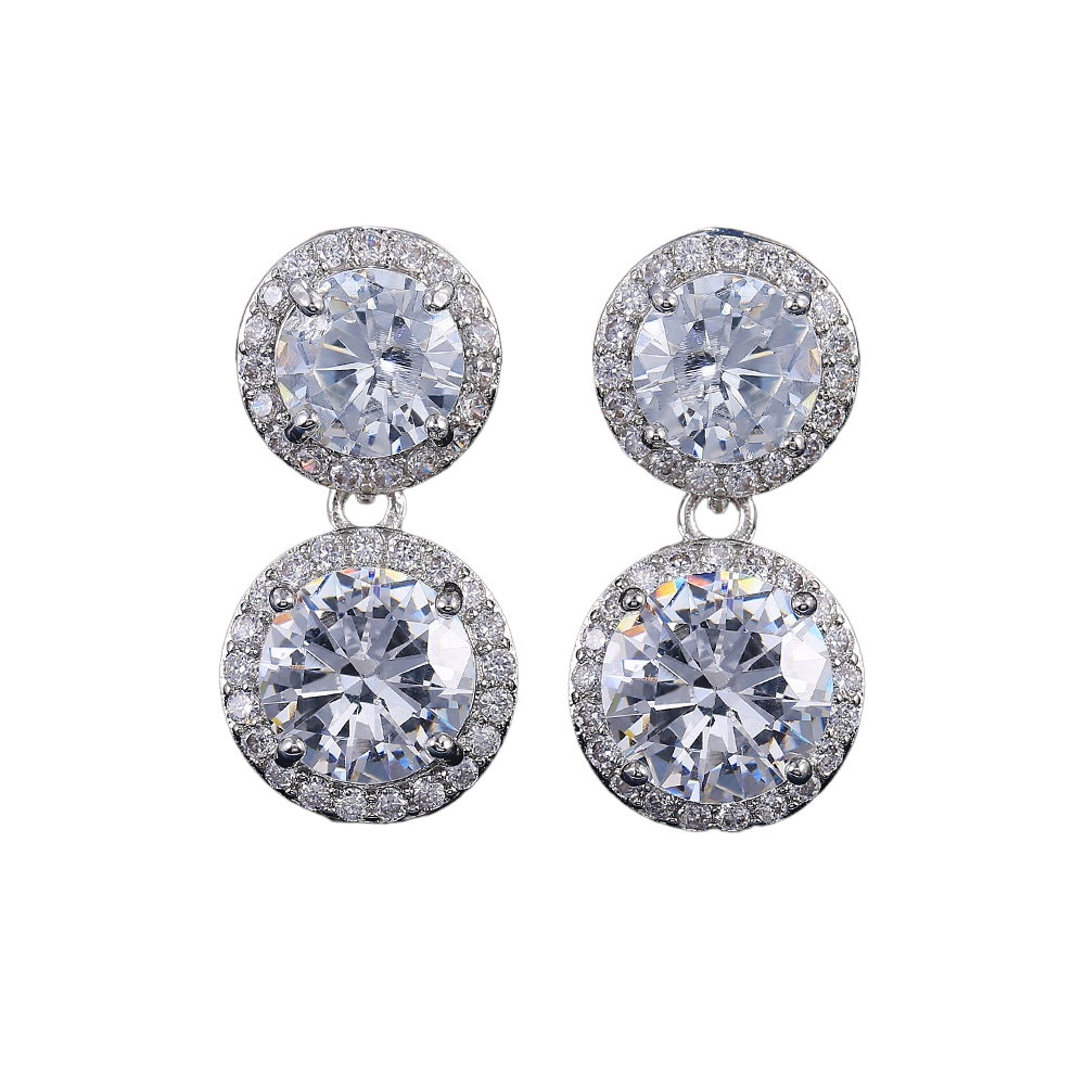Large circular zircon dangle earrings - EA226