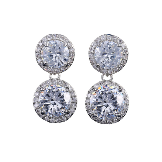 Large circular zircon dangle earrings - EA226
