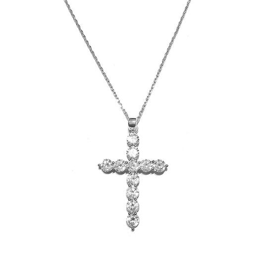 Κολιέ σταυρός με zircon - NE396