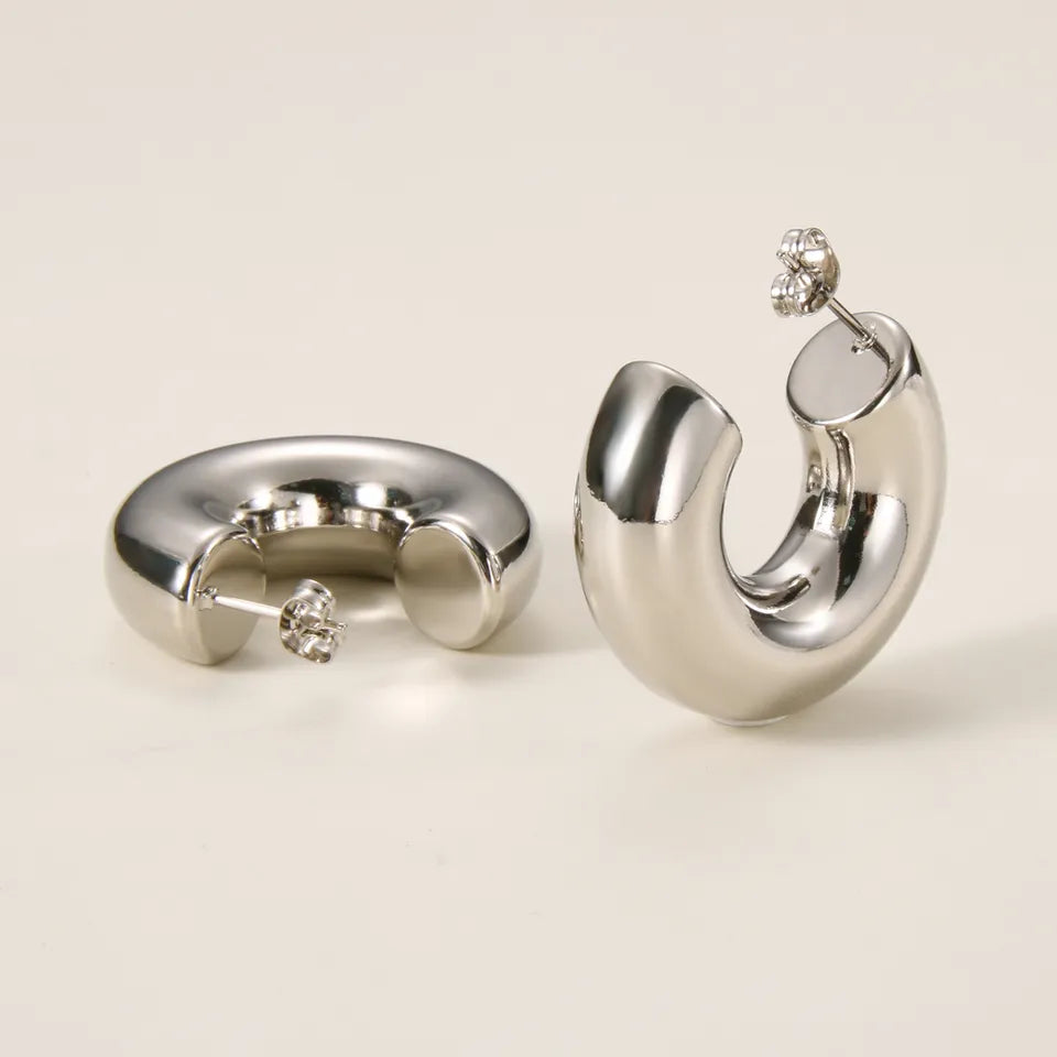 Steel silver hoop earrings - ea127