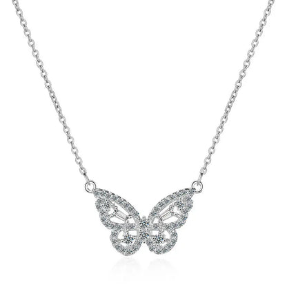 Collar mariposa de plata con circonitas - ne083