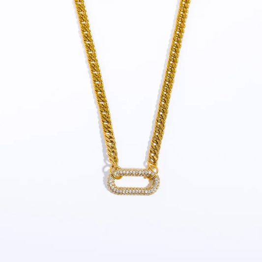 Steel necklace with small zircons - ne075