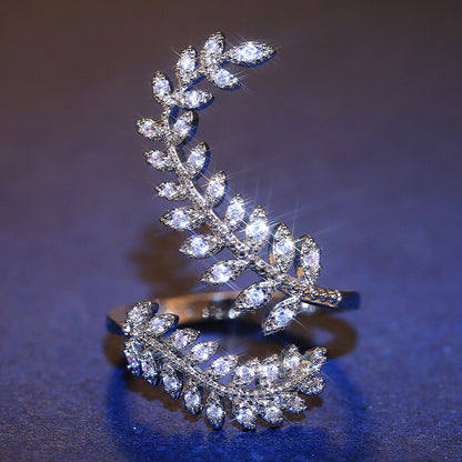 Ring with zircon leaves - R127
