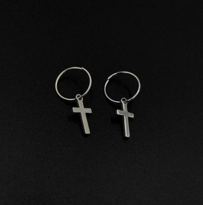 *Cross earrings silver - ea137