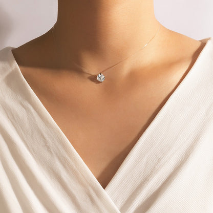Acrylic necklace with round rhinestone - ne027