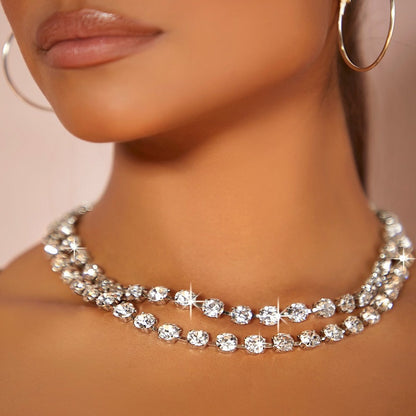 Double necklace with crystals -ne369