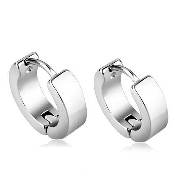Steel silver thick hoops -EA278