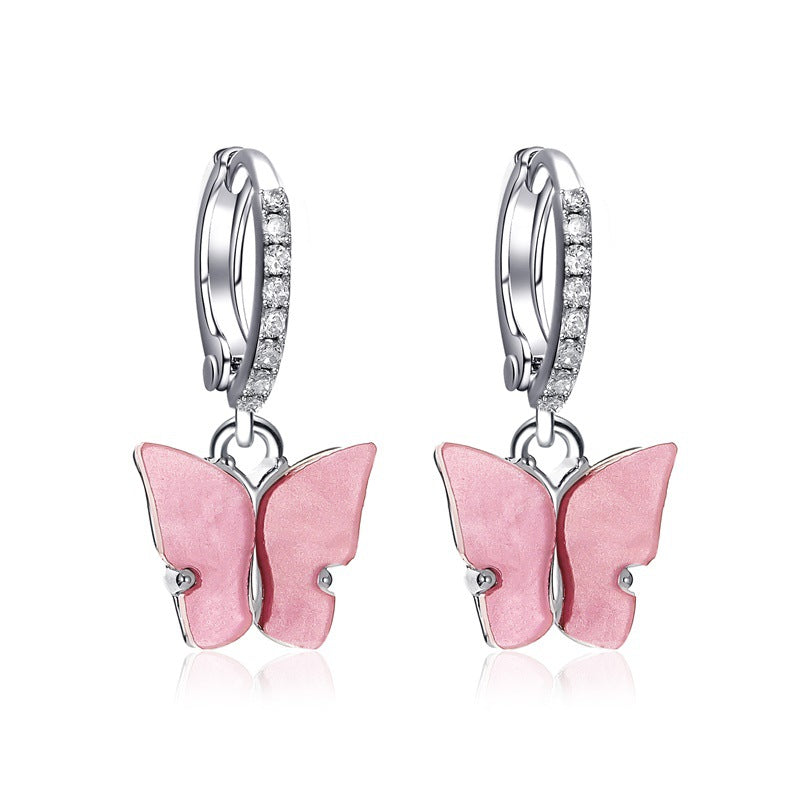 Acrylic butterfly and rhinestone earrings - ea271