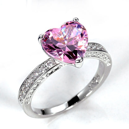 Δαχτυλίδι με ροζ καρδιά zircon - R105