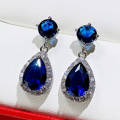 Blue zircon dangle earrings - ea058