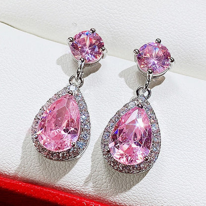 Dangle earrings with pink zircon - ea063