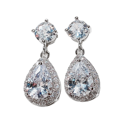 Silver zircon dangle earrings - ea052