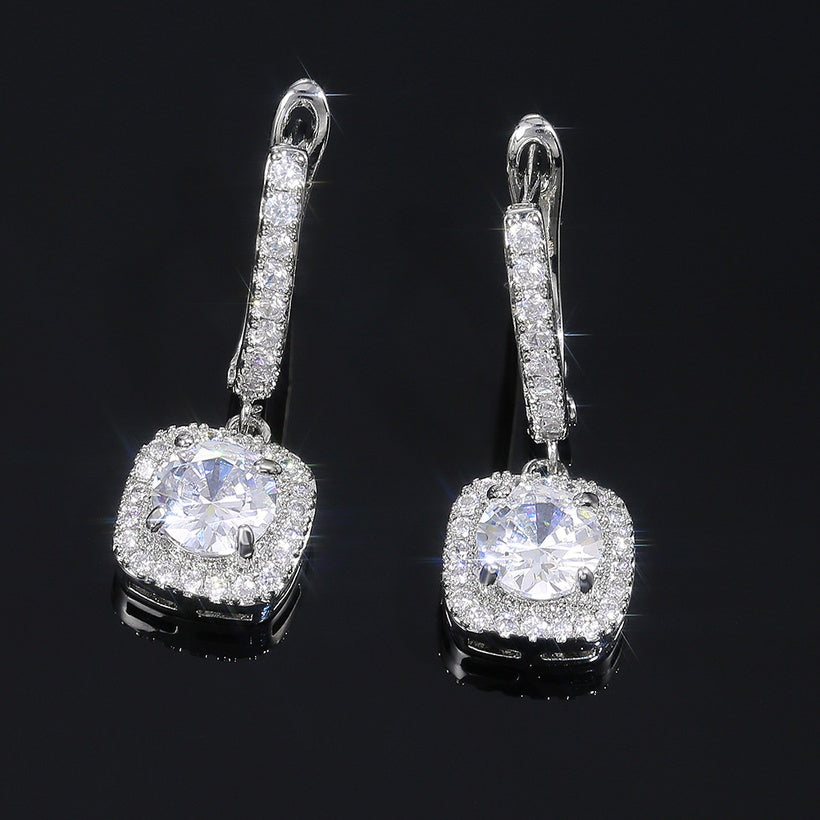 Dangle earrings with zircon squares -ea150