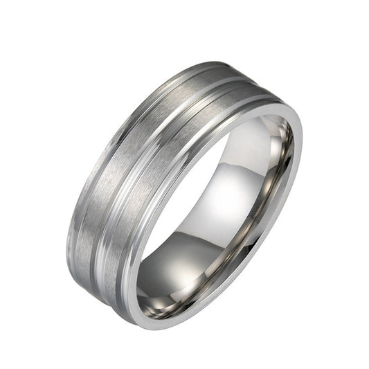 Engraved steel wedding ring - R055