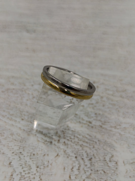 *Δαχτυλίδι ατσάλινο χρυσό και ασημί - R053