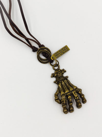 *Leather necklace with figure of a hand - ne114
