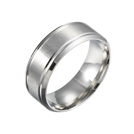 Wide steel wedding ring in silver - R018
