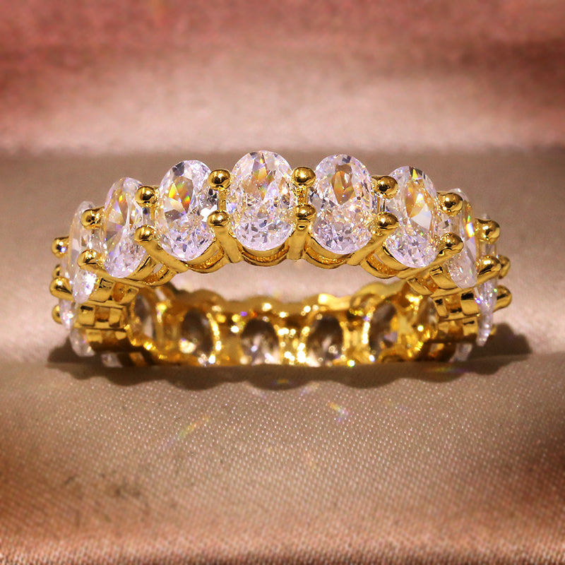 Δαχτυλίδι band με οβάλ zircon σε χρυσό - R075