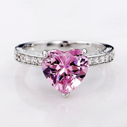 Δαχτυλίδι με ροζ καρδιά zircon - R105