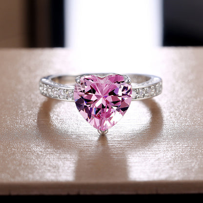 Ring with pink zircon heart - R105