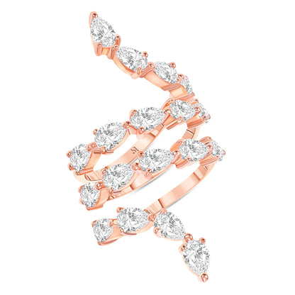 Rose gold ring in the shape of a snake with zircon - r124