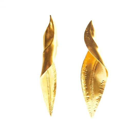 Gold leaf earrings - ea188