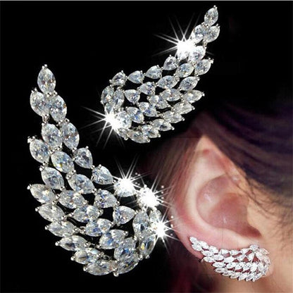 Zircon feather earrings - ea036