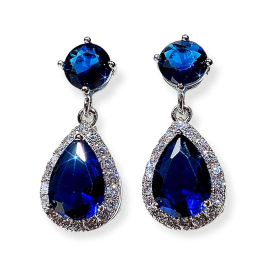 Blue zircon dangle earrings - ea058