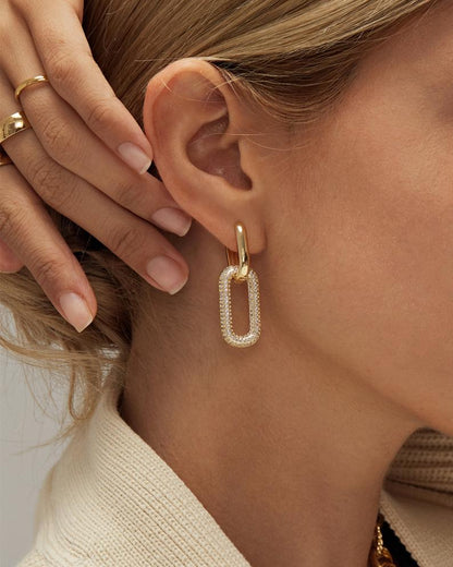 Gold earrings with zircon - ea026