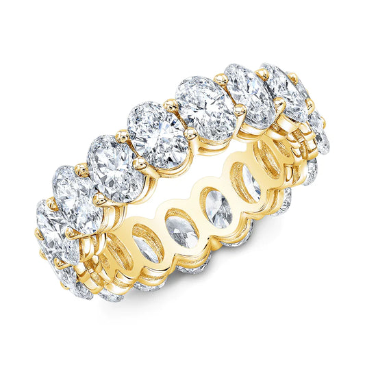 Band ring with oval zircon in gold - R075