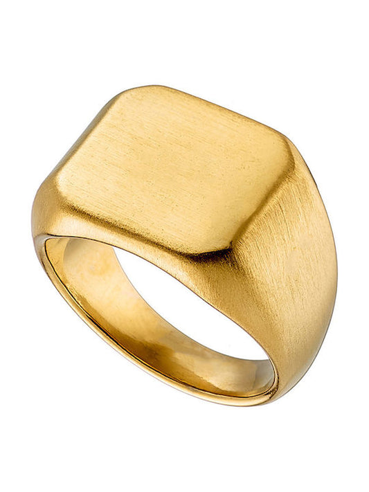 Δαχτυλίδι από ατσάλι τετραγωνισμένο σε χρυσό - R090